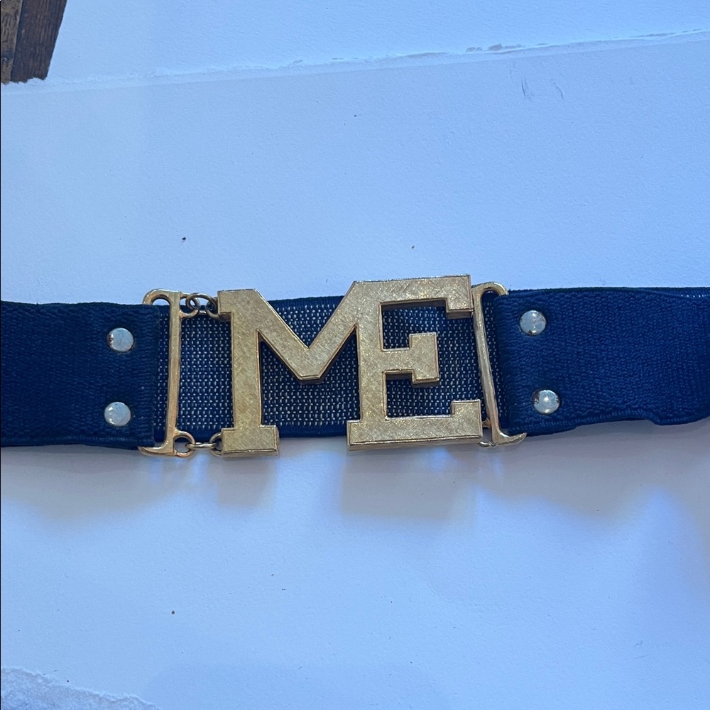 ACCESSOCRAFT VINTAGE BLUE BELT WITH ME GOLD BUCKLE